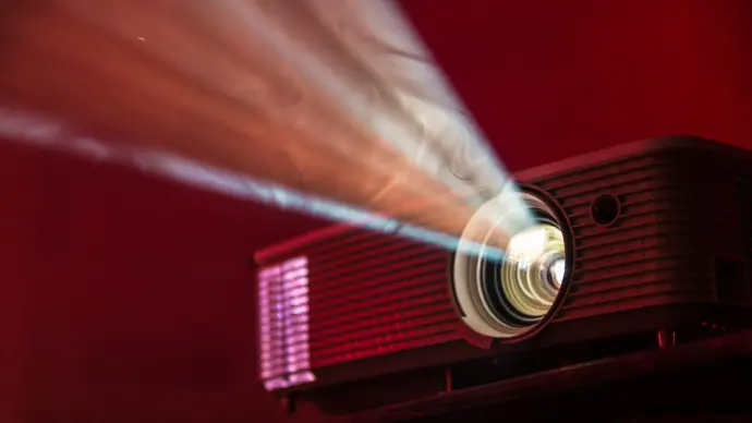 LED projector on table